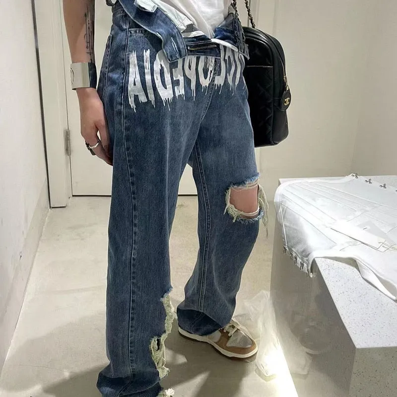 Ripped Straight Baggy Pants