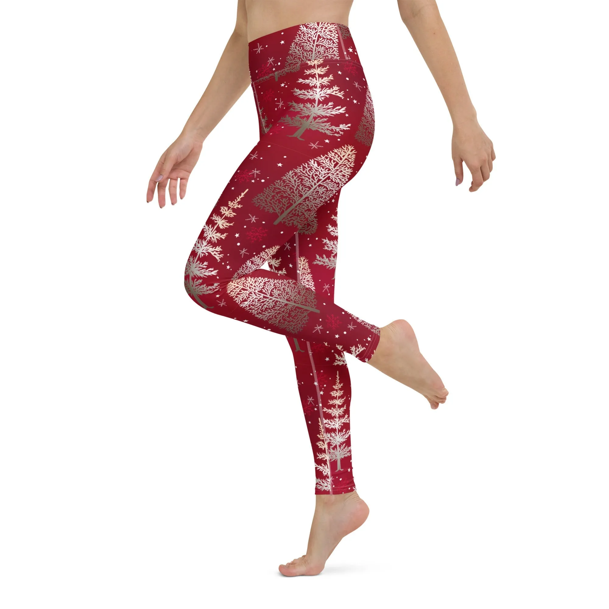 Silver Noel Pines Yoga Leggings