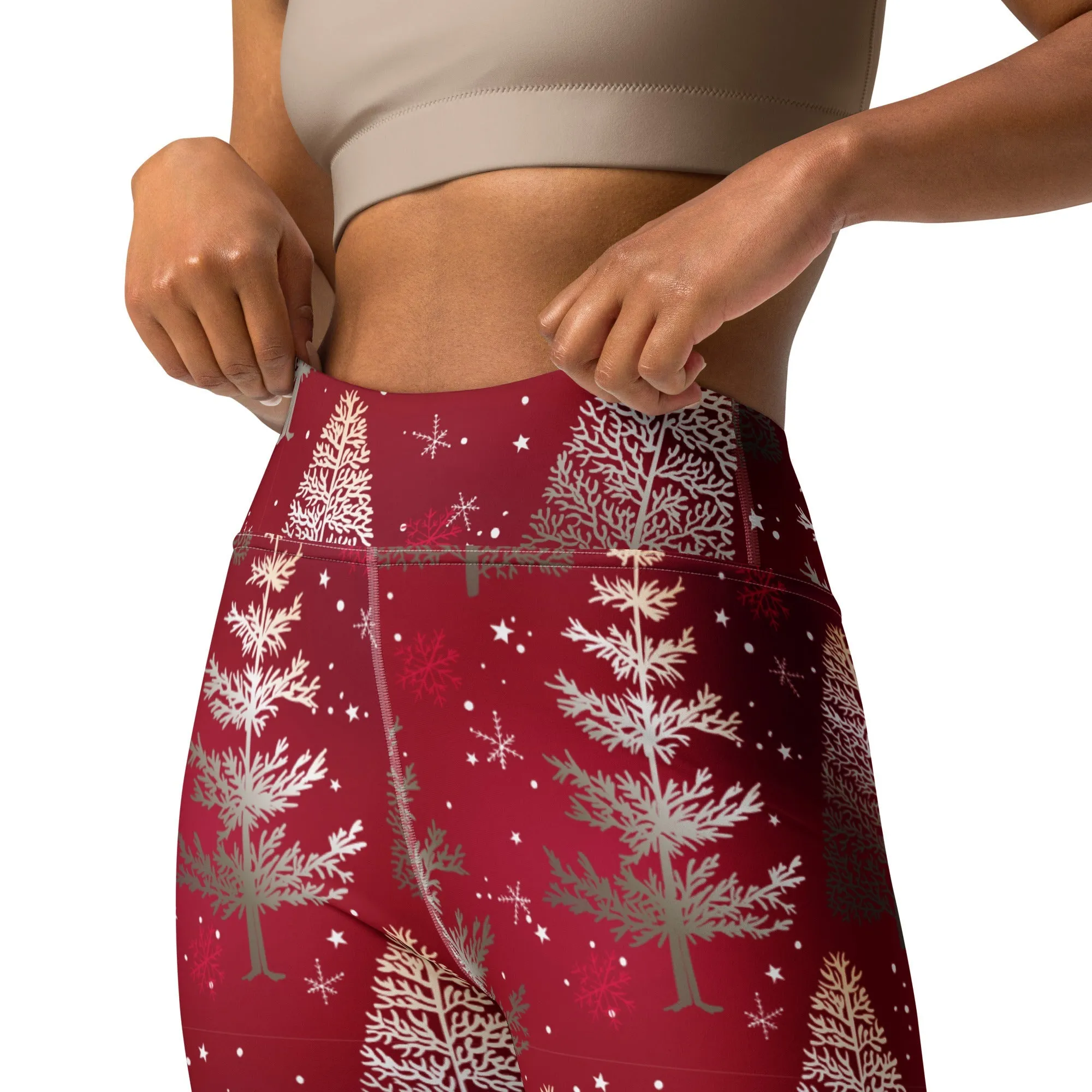 Silver Noel Pines Yoga Leggings