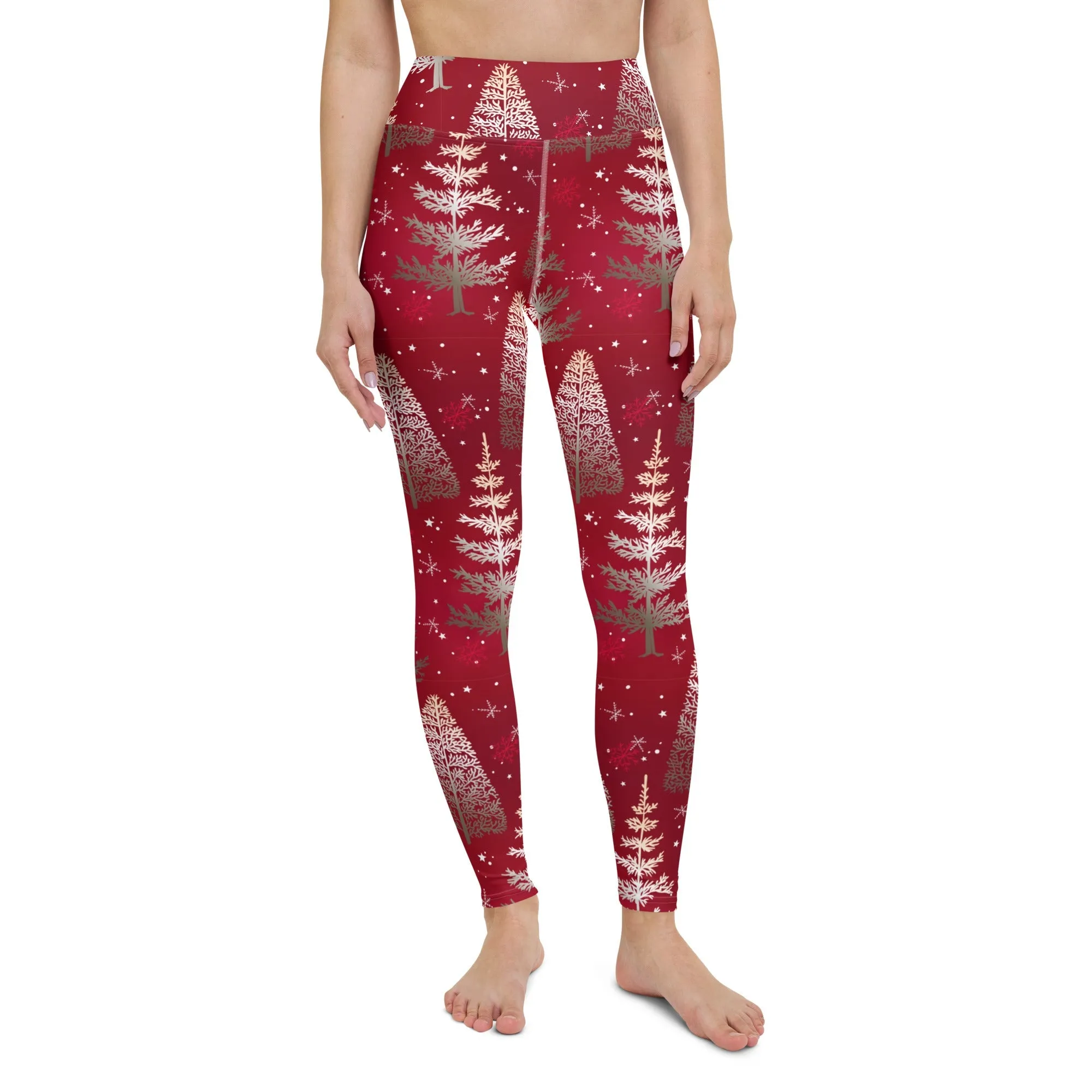 Silver Noel Pines Yoga Leggings