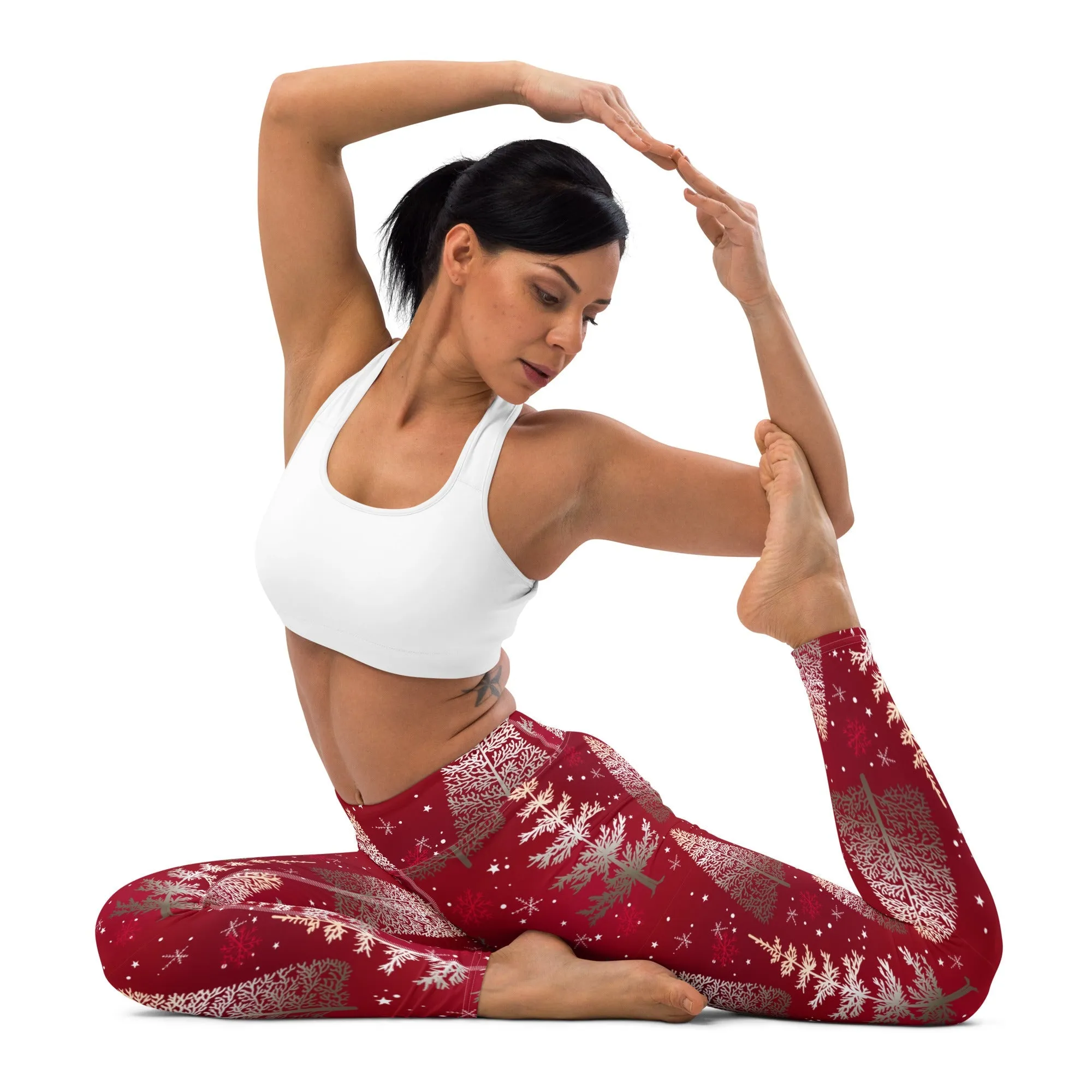 Silver Noel Pines Yoga Leggings