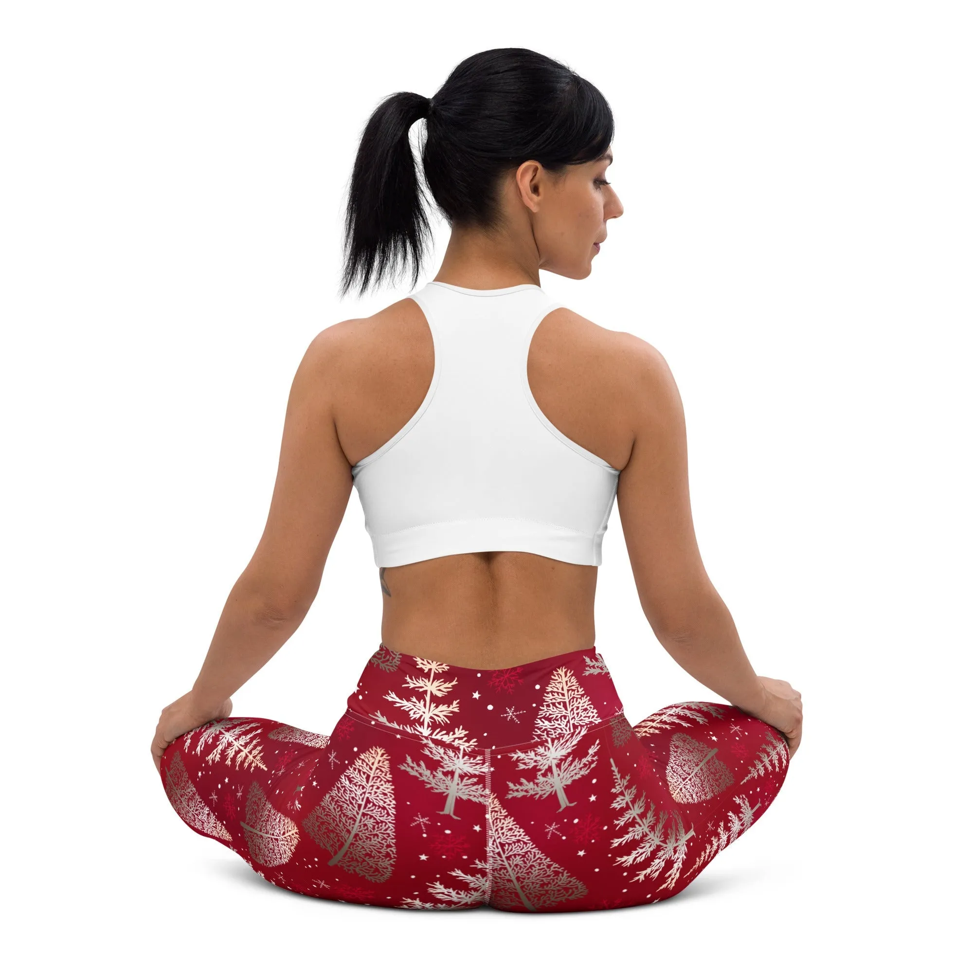 Silver Noel Pines Yoga Leggings