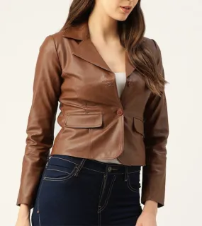 Sophisticated Brown Women's Leather Jacket