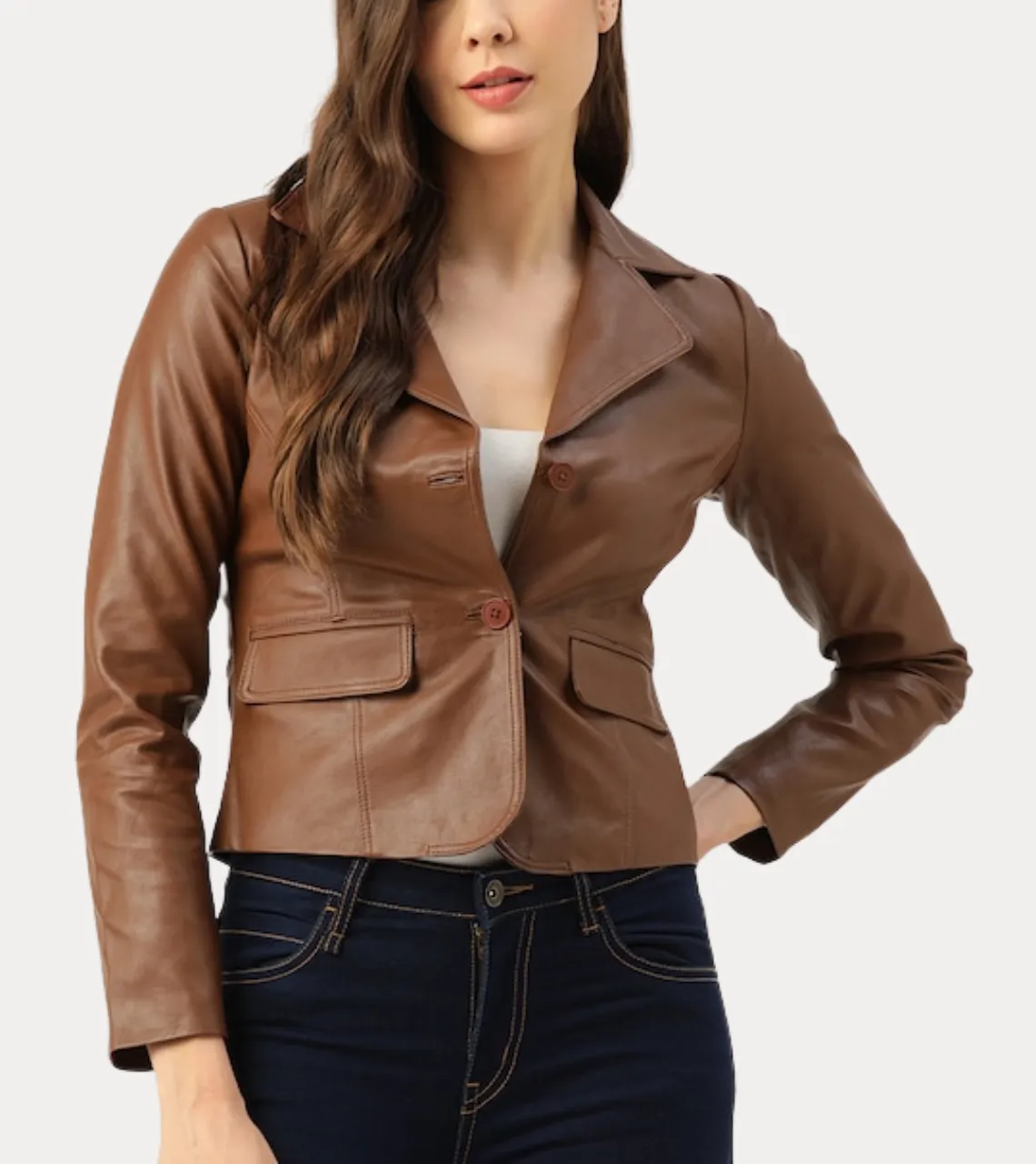 Sophisticated Brown Women's Leather Jacket