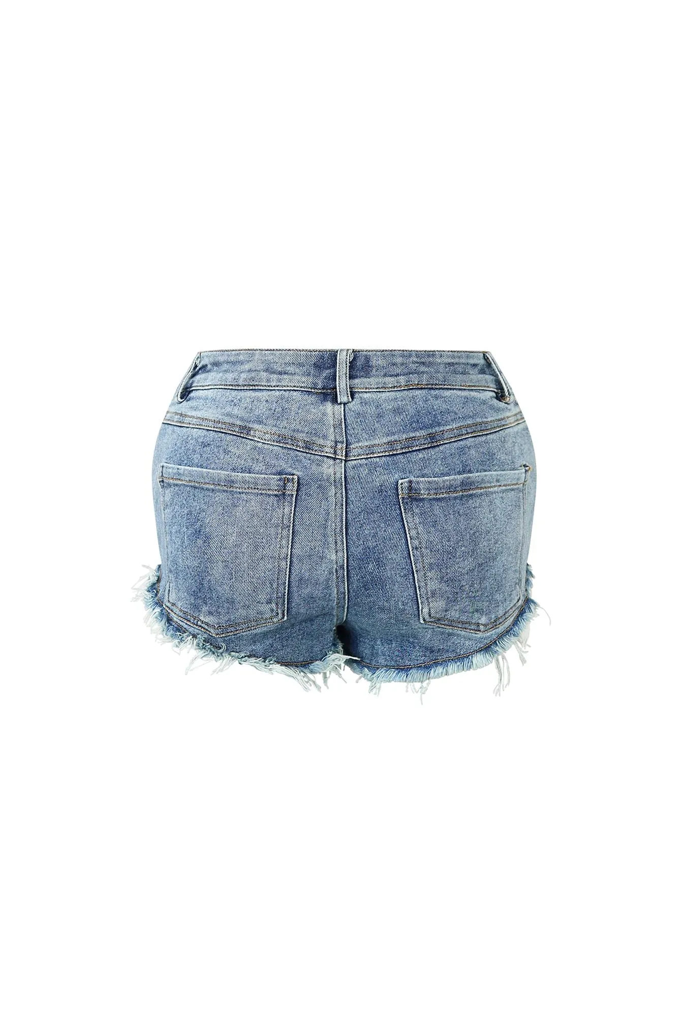 Talia Washed Grommet Detail Denim Shorts