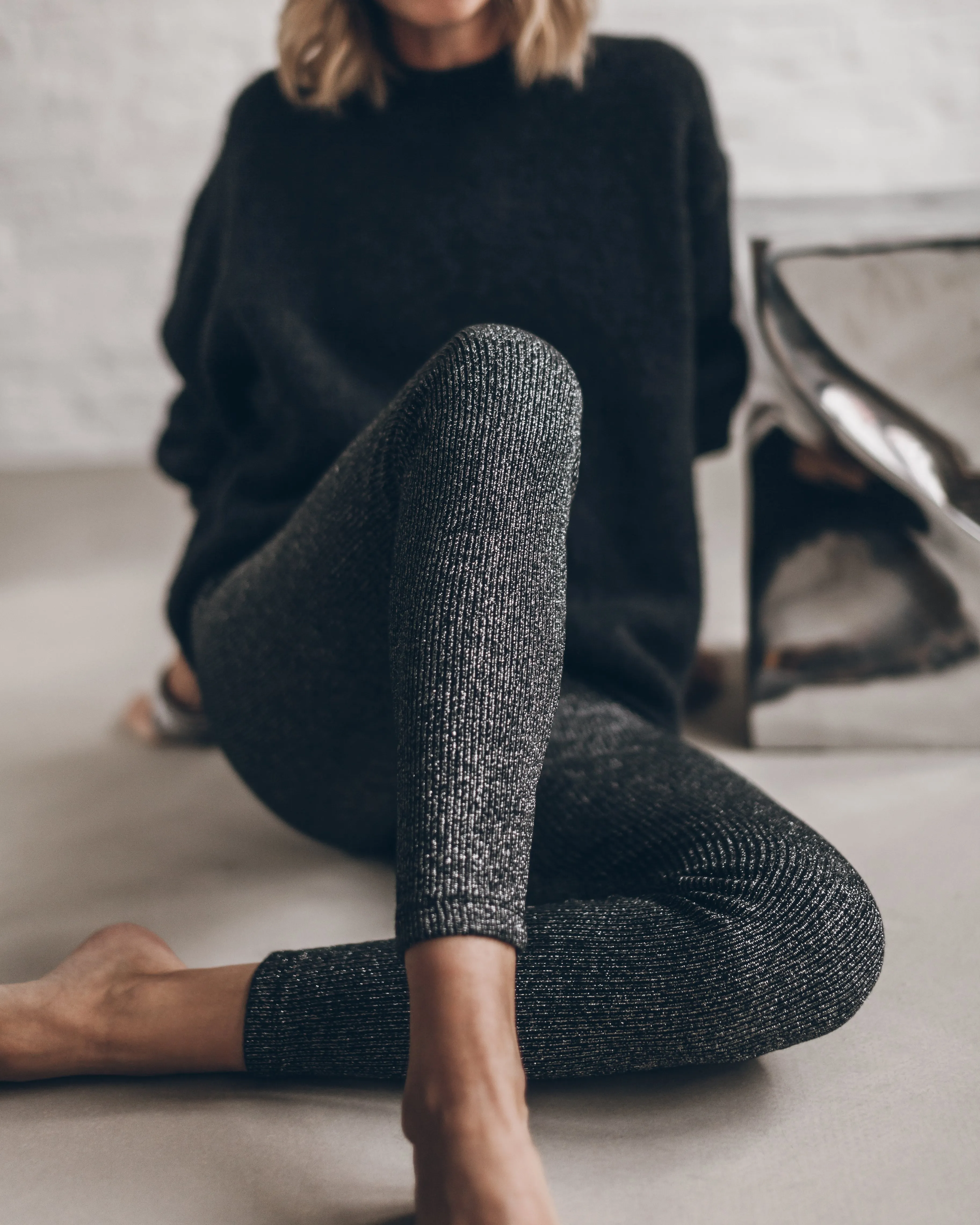 The Dark Glitter Ribbed Leggings