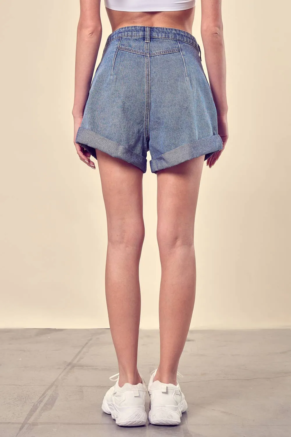 Tuck Denim Shorts