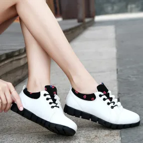 Two Tone Lace-Up Flat Bottom Korean Sneaker