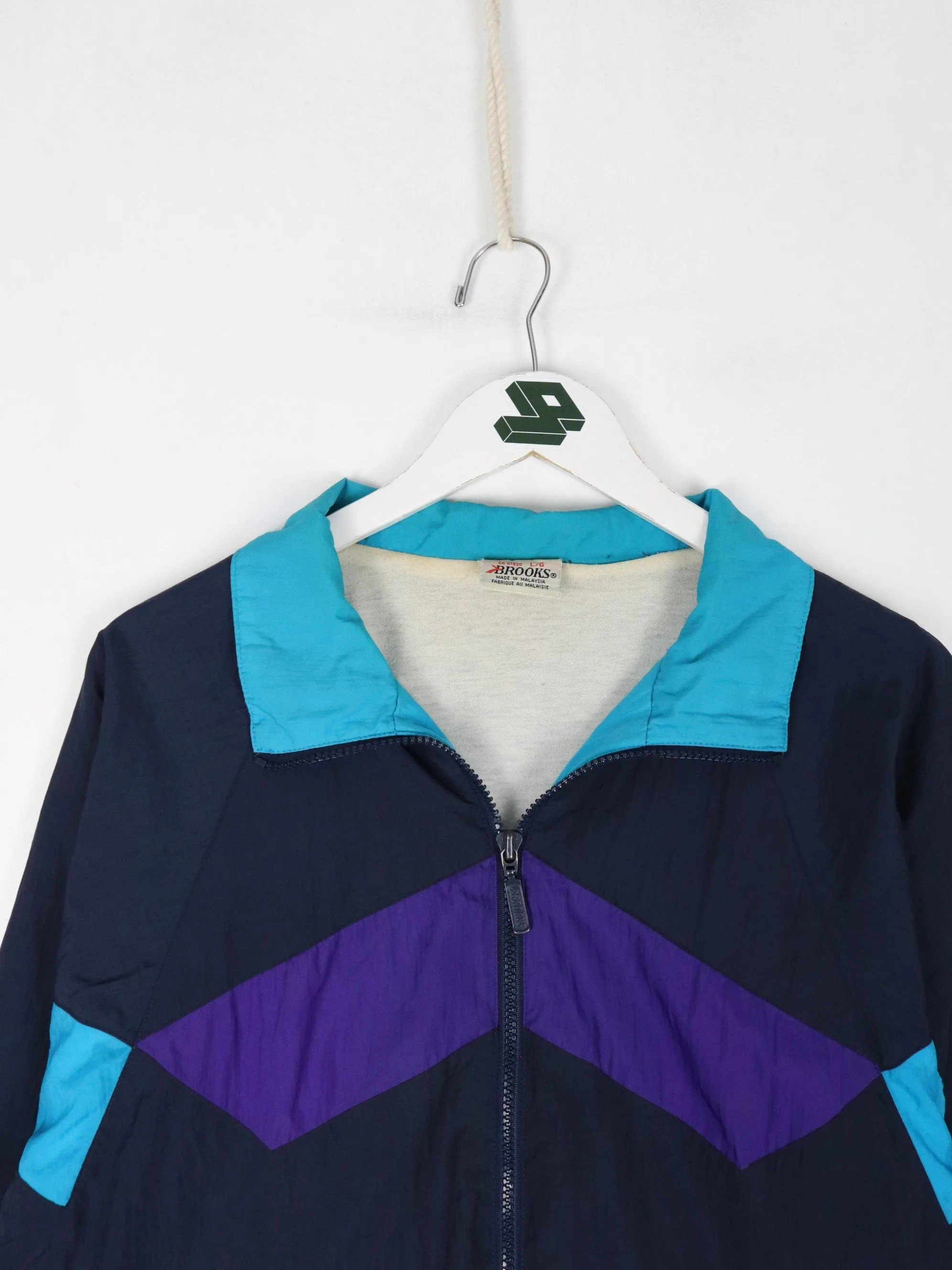 Vintage Brooks Windbreaker Mens Large Blue Jacket 90s