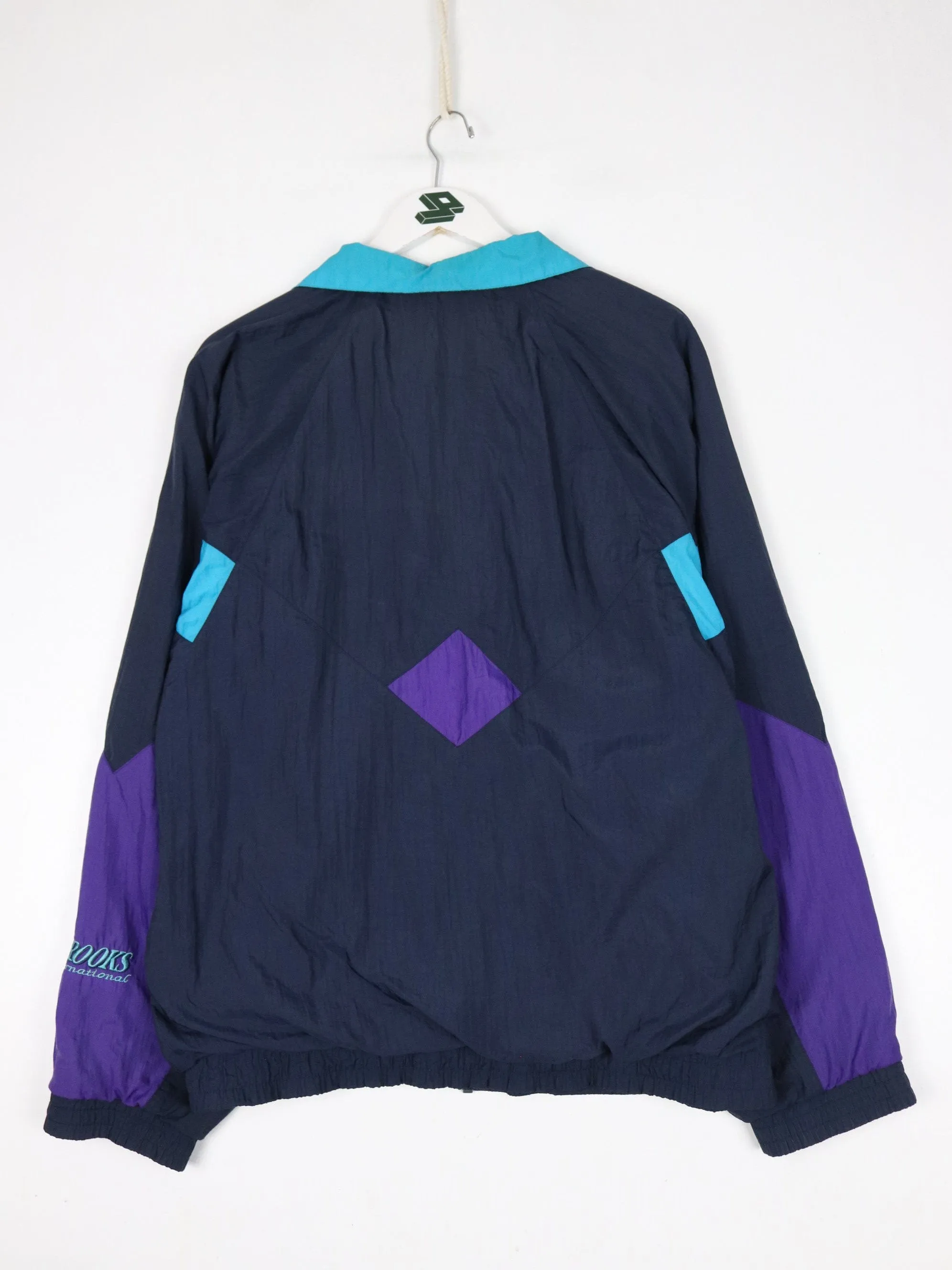 Vintage Brooks Windbreaker Mens Large Blue Jacket 90s