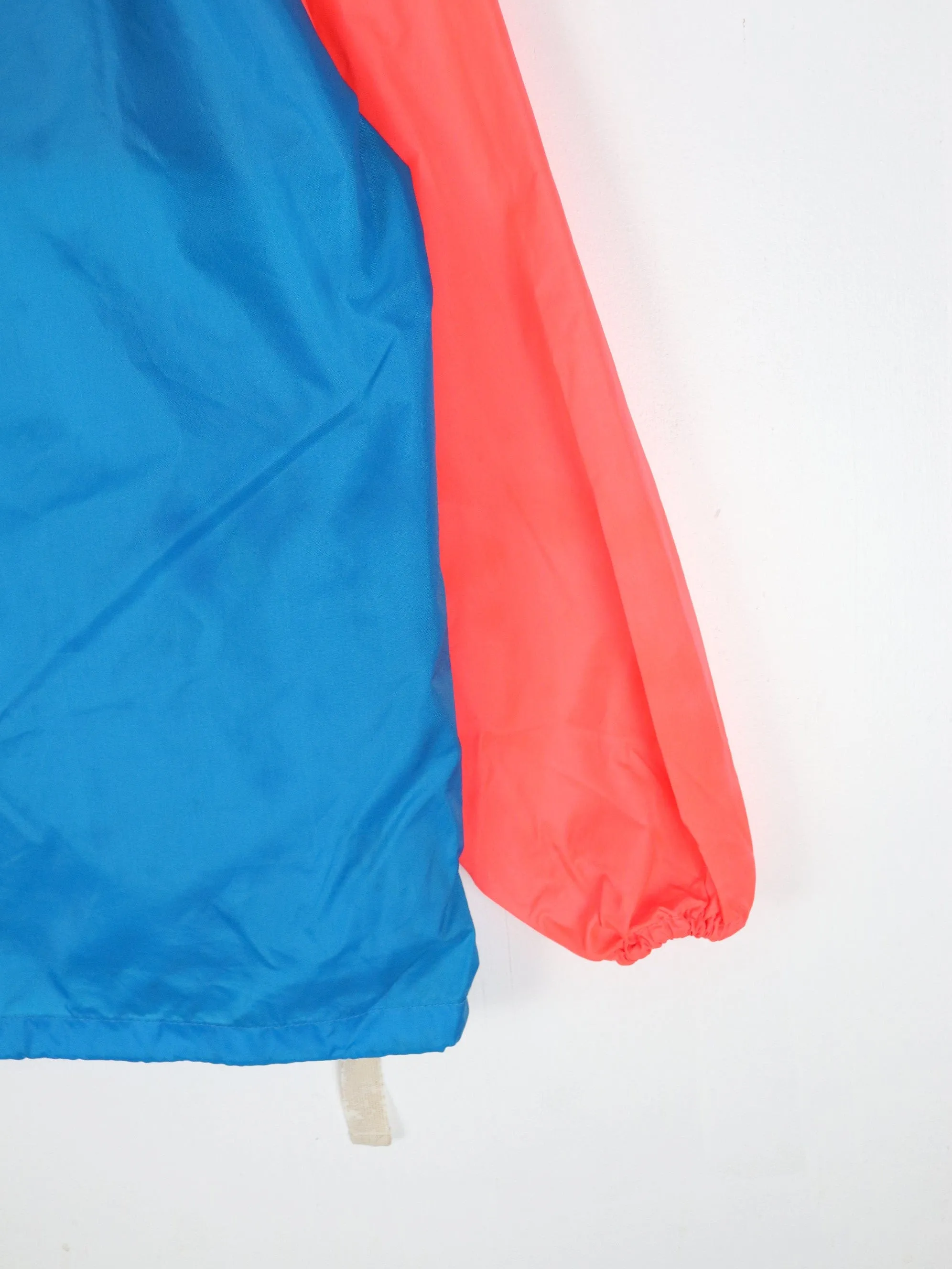 Vintage Logo Windbreaker Womens Medium Blue Packable Jacket 90s Neon