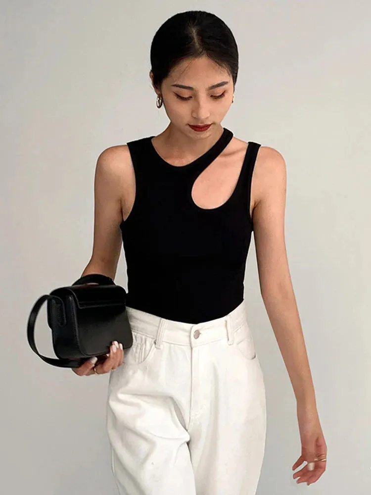 White Round Sleeveless Crop Top