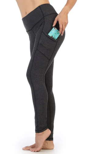 Women's Heather Charcoal Spacedye High Waist Full Length Pocket Leggings