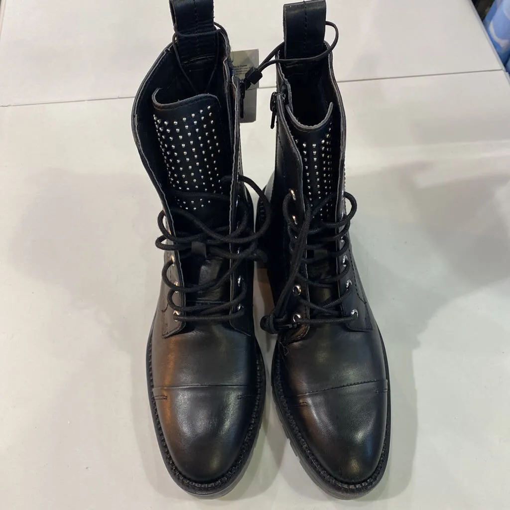 Zara studded tongue leather boots NWT 6